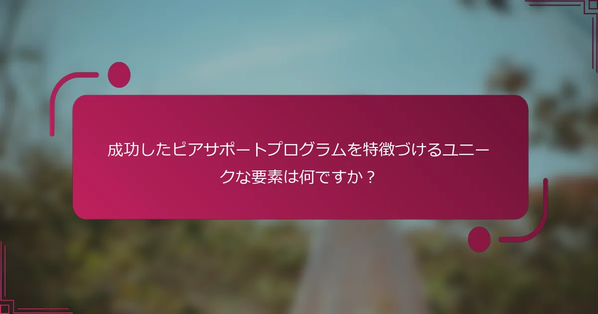 成功したピアサポートプログラムを特徴づけるユニークな要素は何ですか？