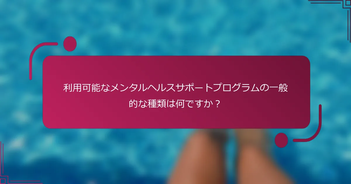 利用可能なメンタルヘルスサポートプログラムの一般的な種類は何ですか？