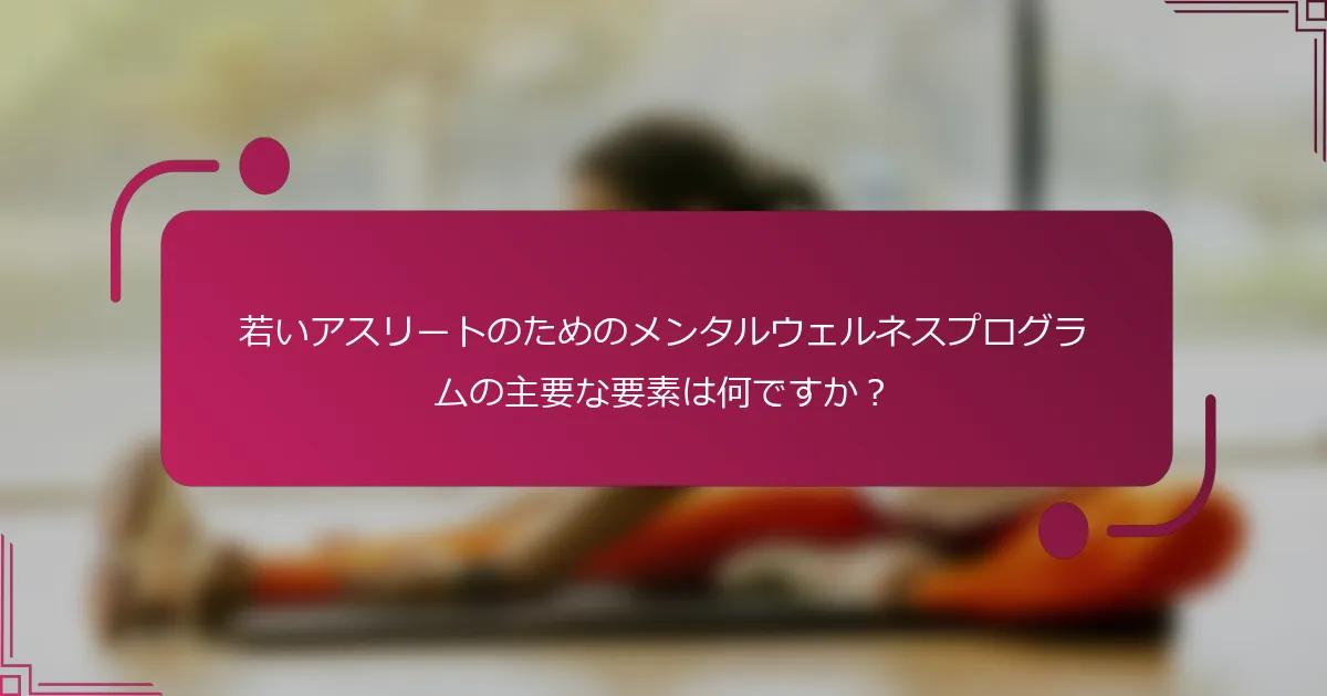 若いアスリートのためのメンタルウェルネスプログラムの主要な要素は何ですか？