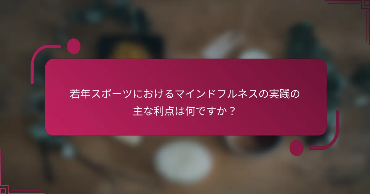 若年スポーツにおけるマインドフルネスの実践の主な利点は何ですか？