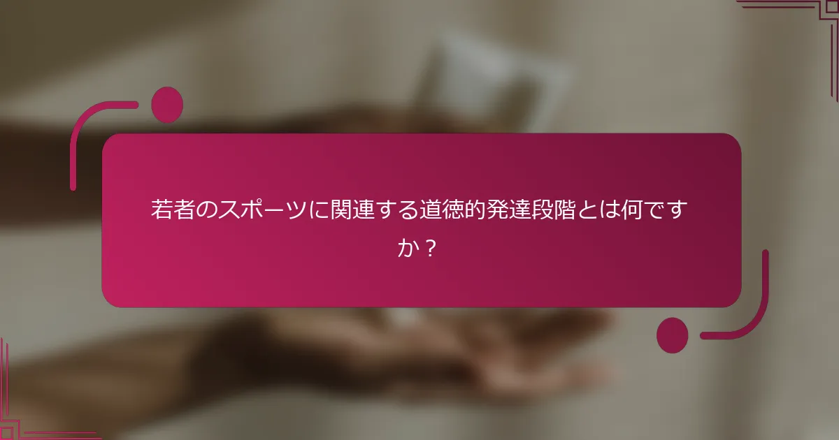 若者のスポーツに関連する道徳的発達段階とは何ですか？